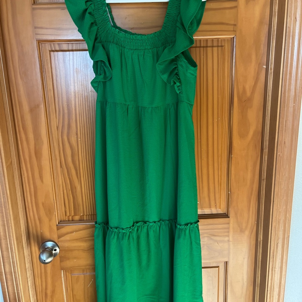 Green Ruffled Womens  Dress